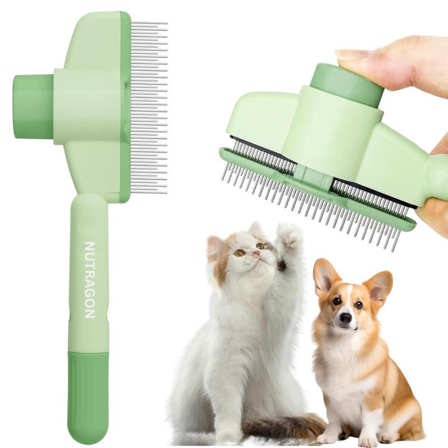 Nutragon Self-Cleaning Pet Hair Comb for Dogs & Cats with Release Button