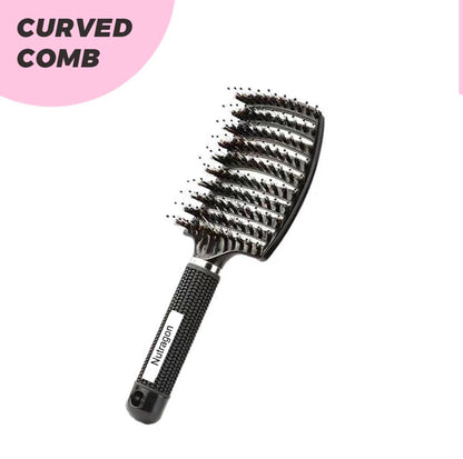 Happy Hairbrush Large Boar Bristle Curved Hairbrush