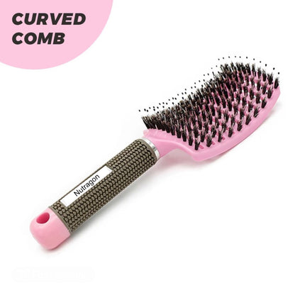 Happy Hairbrush Large Boar Bristle Curved Hairbrush